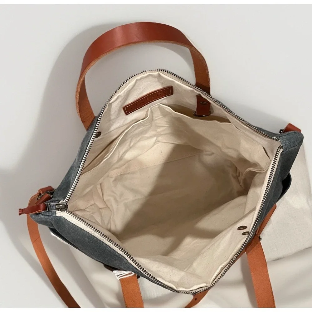 Lineage Goods Rivanna Deluxe Large Crossbody Bag Travel Work Charcoal Handmade